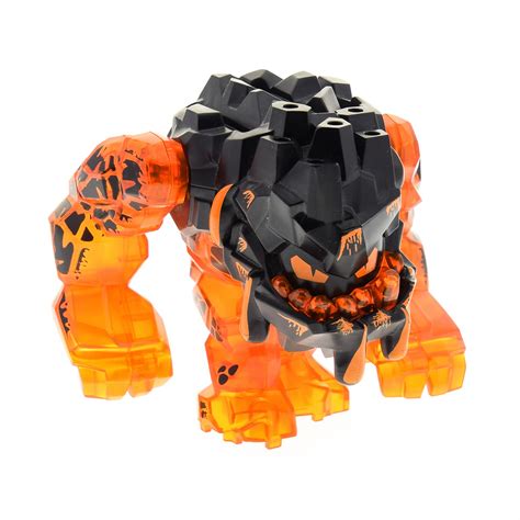 1 x Lego System Figur Power Miners transparent orange schwarz Felsen ...