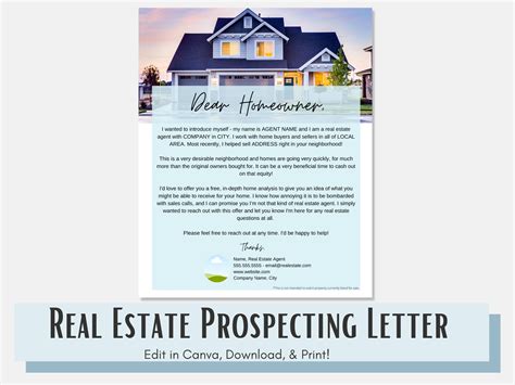 Prospecting Letter Home Analysis Mailer for Real Estate Edit and Download in Canva - Etsy