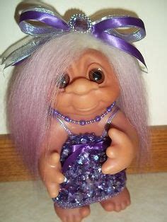 OOAK 1977 85 Dam OOAK 9" Dam Denmark Troll Mohair Purple Tips Sequins ...