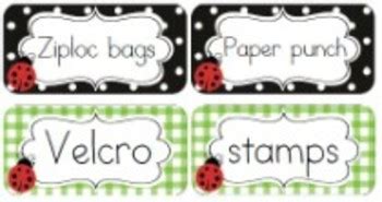 Classroom Decor Lovely Ladybugs Avery Sticky Labels - Print-Editable