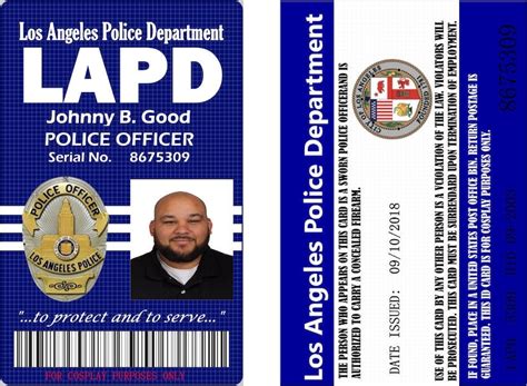 LAPD Cosplay ID Card PVC card realistic lapd id card | Etsy