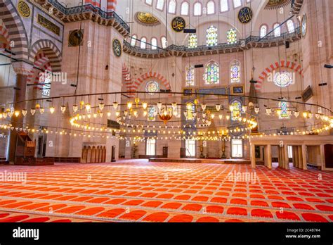 Interior view with Kiblawand, Sueleymaniye Mosque, also Sueleymaniye Camii, Suleiman Mosque ...
