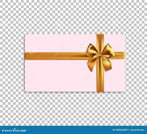 Blank Pink Gift Card with Realisticgold Ribbon Bow Isolated Stock ...