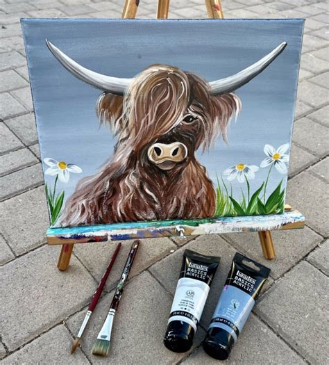 Highland Cow Painting - Step By Step Acrylic Online Tutorial