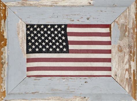 A Rustic Framed Vintage American Flag. Stock Image - Image: 56917595