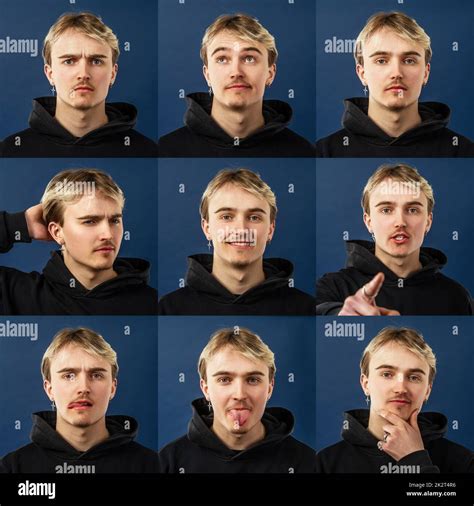 Portrait collage of man with different facial expressions Stock Photo - Alamy