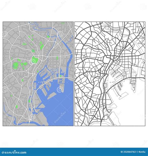 Layered Editable Vector Streetmap of Tokyo,Japan Stock Vector ...