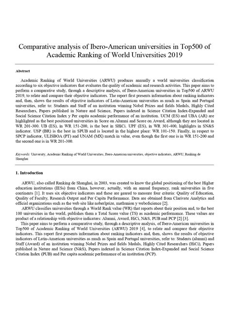 Comparative analysis of Ibero-American universities in Top500 of ...