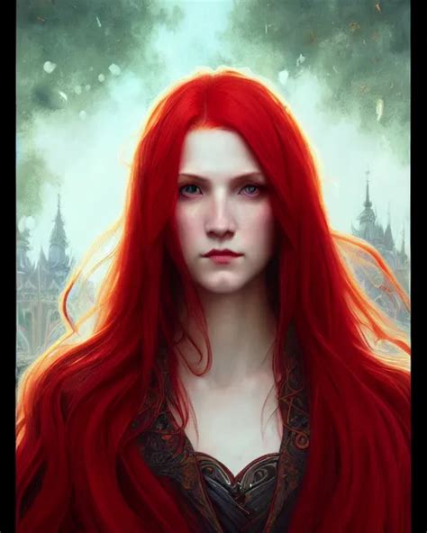 long red hair mage, portrait, gentle, scowl, cloth, | Stable Diffusion | OpenArt