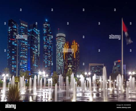 United Arab Emirates - Abu Dhabi Skyline by Night Stock Photo - Alamy