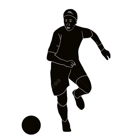 Football Cartoon Silhouette Vector PNG, Black And White Silhouette Of Womens Football Cartoon ...