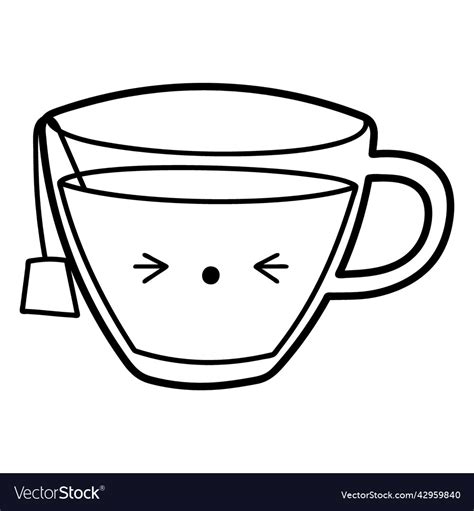 Cute tea cup stroke high quality Royalty Free Vector Image