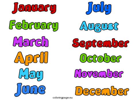 months of the year clipart printable - Clip Art Library