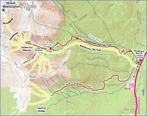 Mt Washington Hiking Trail Map - ToursMaps.com