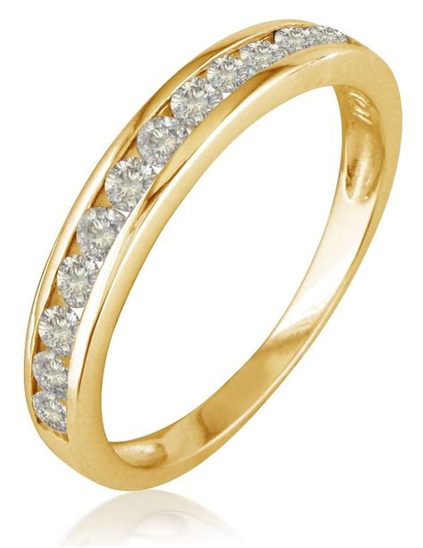 10K Yellow Gold Round Diamond Anniversary Wedding Band Ring - Visuall.co