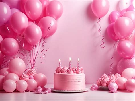 Premium AI Image | sweet pink balloons and cake