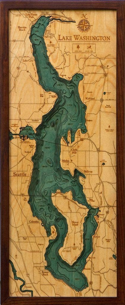 Lake Washington | Lake art, Wood map, Washington map