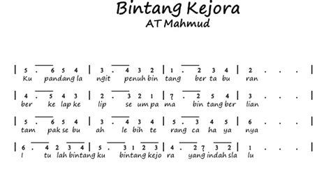 Not Angka Pianika Lagu Bintang Kejora Recorder Keyboard Suling - Riset