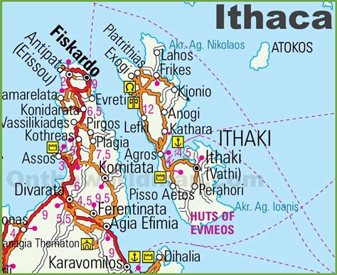 Ithaca road map - Ontheworldmap.com