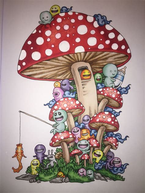 Mushrooms from Doodle Invasion book coloured with Promarkers # ...