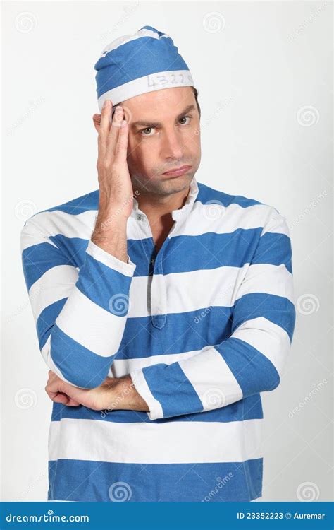 Man in convict costume stock image. Image of exasperated - 23352223