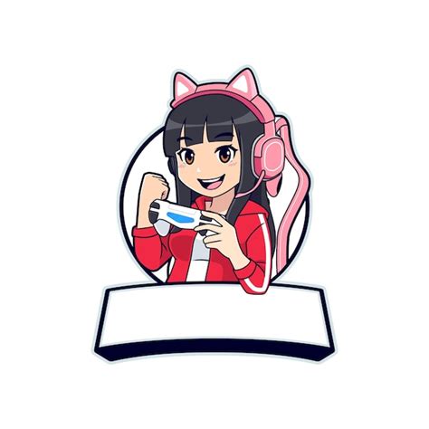 Premium Vector | Anime gamer girl mascot logo template with blank space ...