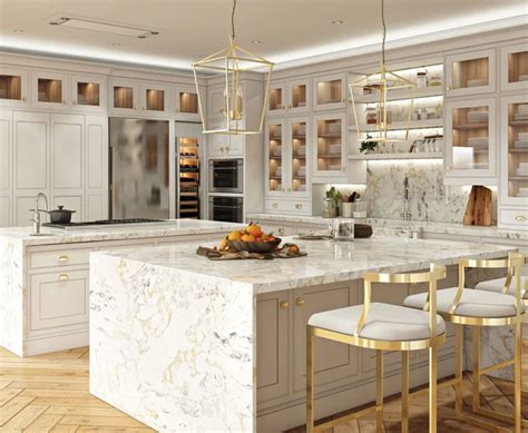 Luxury Gold Kitchen | Kitchen design modern white, Luxury kitchen island, Modern kitchen design