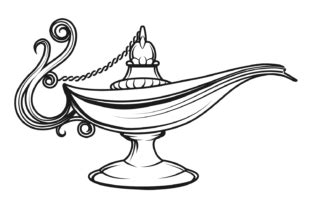 Genie Lamp Drawing. Vintage Fantasy Myth Graphic by vectortatu · Creative Fabrica