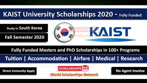 KAIST Scholarship 2020 South Korea (Fully Funded) for International Students