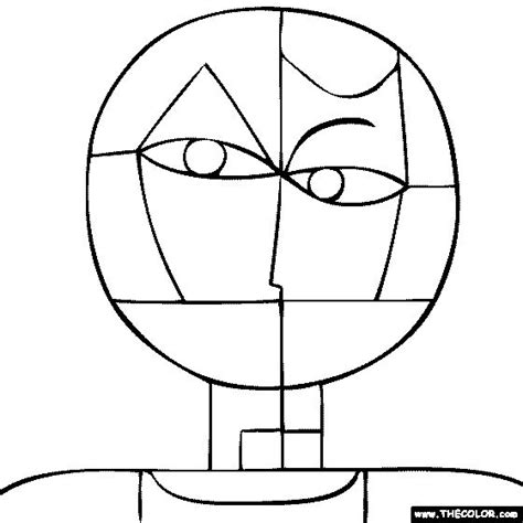 a drawing of a face with different shapes and lines on it, including ...