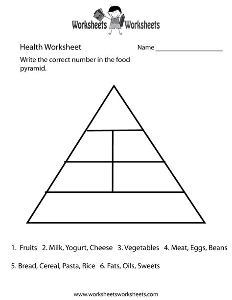 Food Pyramid Health Worksheet Printable | Food pyramid, Food pyramid ...