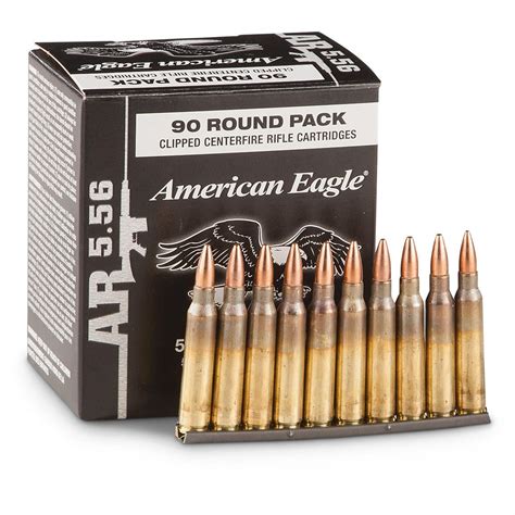 Federal American Eagle, .223 (5.56x45mm), FMJ, 62 Grain, 90 Rounds with Stripper Clips - 594031 ...