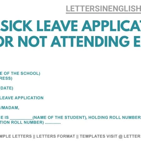Sick Leave Application- Letter to the School Principal for Sick Leave | Sample Letter - Letters ...
