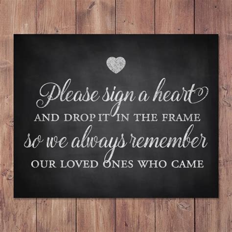 Rustic Wedding Guest Book Sign - Please Sign A Heart And Drop It In The Frame - Printable ...