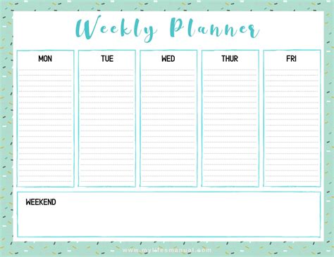 Work Week Planner Printable | Images and Photos finder