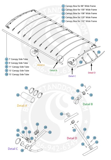 Pontoon Canopy Frame Parts