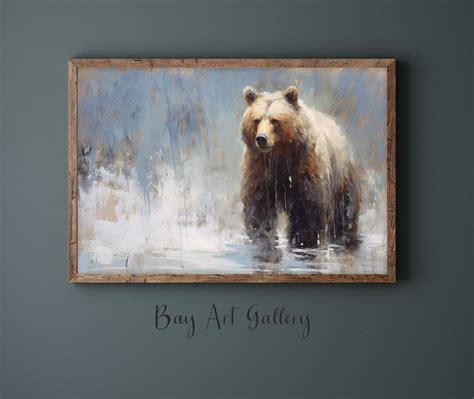 GRIZZLY BEAR Oil Painting, Printable Wall Art, - Etsy