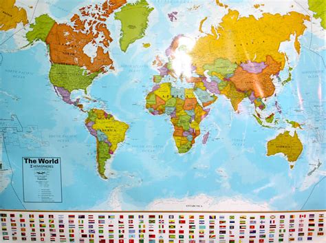 World Flag & Laminated World Map