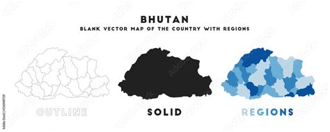 Bhutan map. Borders of Bhutan for your infographic. Vector country ...