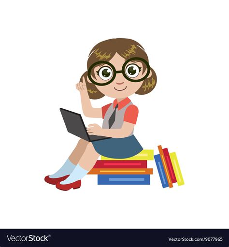 Girl in glasses reading Royalty Free Vector Image