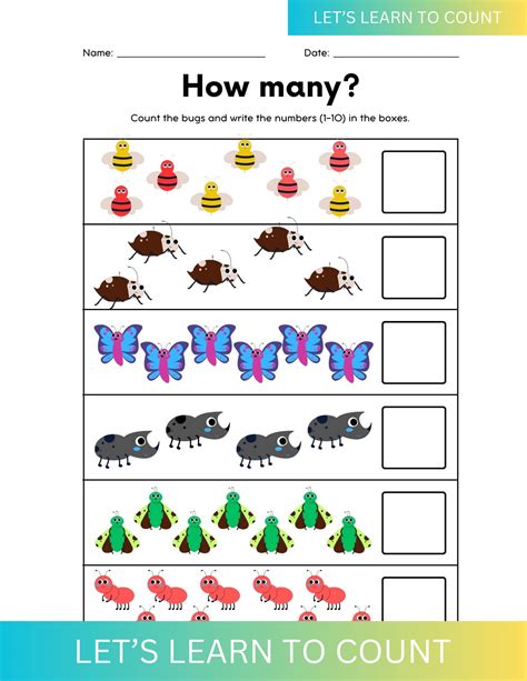 Counting Worksheets for Kindergarten Worksheet Preschool Worksheets Counting Worksheets Learn to ...