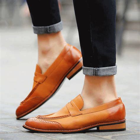 Brown leather Brogue urban slip on dress shoe in 2020 | Leather brogues ...