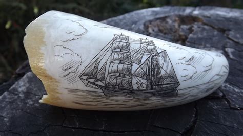 Vintage Scrimshaw Whale Tooth by MackensiesTreasures on Etsy