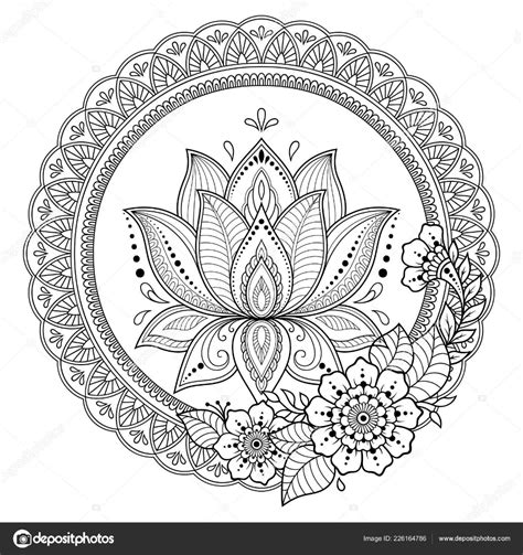 Descargar - Patrón circular en forma de mandala con flor de loto para Henna, el Mehndi, tatuaje ...