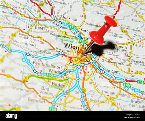 Wien, Austria on map Stock Photo - Alamy