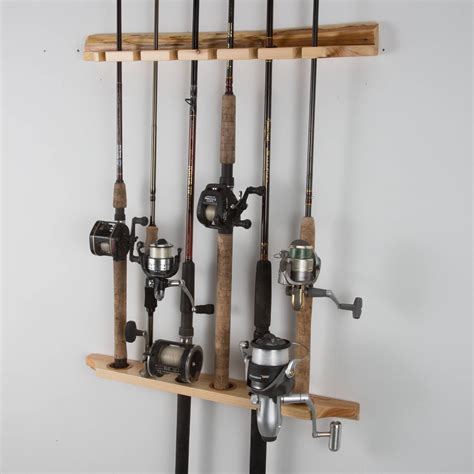 Rush Creek Rustic Pine Pine 6 Fishing Rod/Pole Wall Rack - Walmart.com