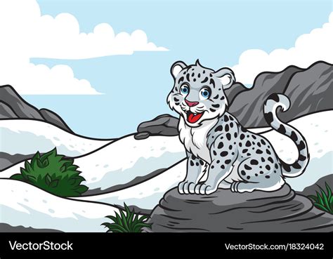 Young snow leopard in the snowy mountain Vector Image