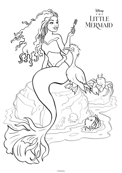 The Little Mermaid live action movie 2023 coloring pages with Ariel Halle Bailey - YouLoveIt.com