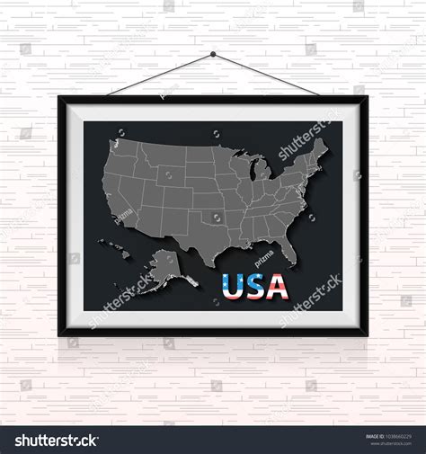 Usa States Map Photo Frame Hanged Stock Vector (Royalty Free ...