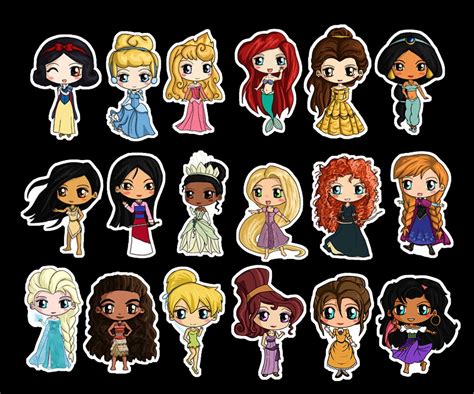 Disney Princess Stickers Disney Princess Chibi Stickers | Etsy | Kawaii disney, Dibujos lindos ...